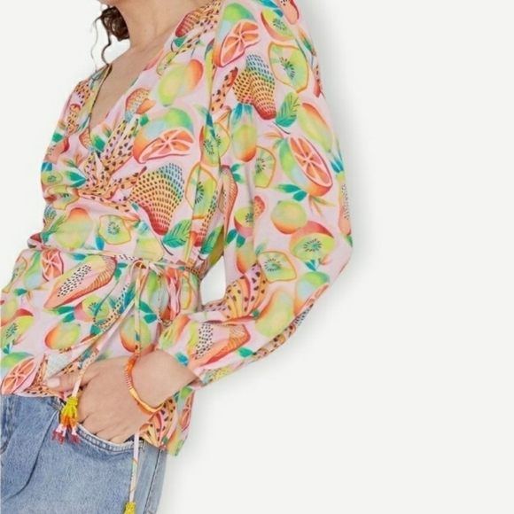 Farm Rio Rainforest Wrap Blouse Size S - Picture 9 of 11